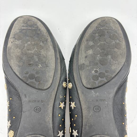 Jimmy Choo Star Studded Leather Ballet Flats Women's 40 - Picture 9 of 15